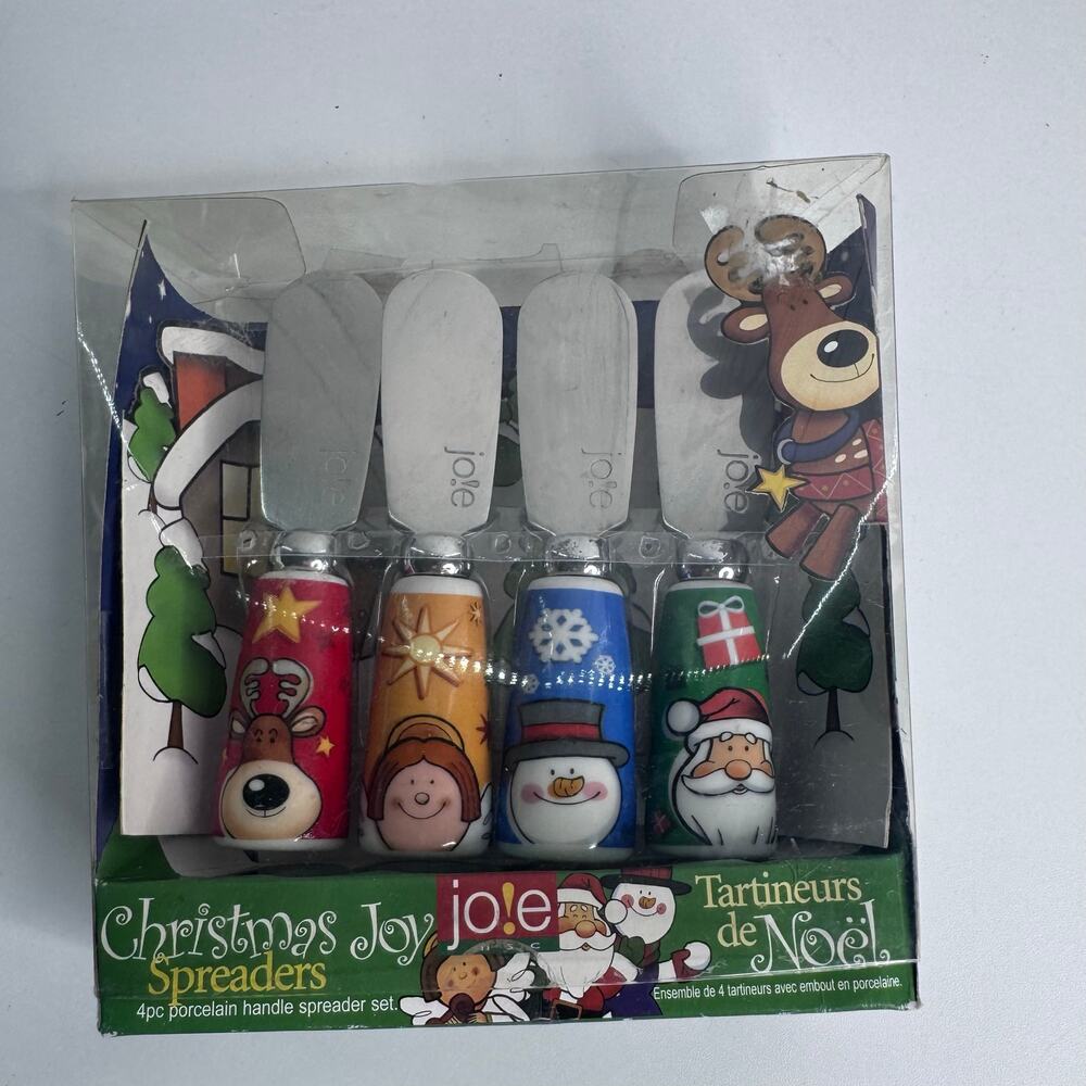 Joie Set of 4 Christmas Spreaders Ceramic w/ Stainless Steel NEW